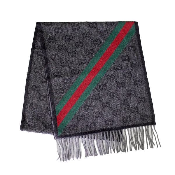 グッチ GUCCI マフラー GG柄 メンズ レディース 570603 3G200 1466 ブラック グレー